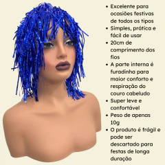 Imagem do Peruca metalizada festa fantasia carnaval franja colorida