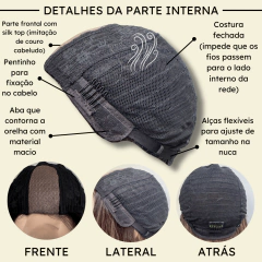 Peruca lisa longa repicada repartição fixa ao meio lace wig - Perucas & Laces LIONSWIG