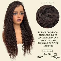 Peruca cacheada ondulada 55cm organica premium volumosa na internet