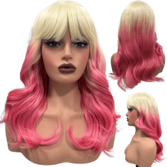 Peruca ondulada com franja orgânica baby liss fibra premium - loja online