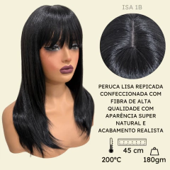Peruca lisa repicada com franja 45cm orgânica premium na internet