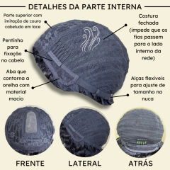 Imagem do Peruca cacheada curta preta humana com franja e lace no topo