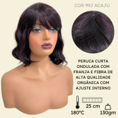 Peruca curta c/ franja ondulada ombre orgânica premium 25cm na internet