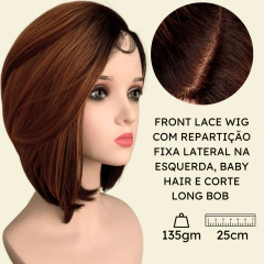 Peruca Front Lace Wig Long Bob Orgânica Curta Bio Fibra - loja online