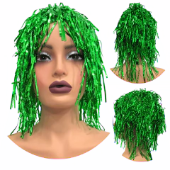 Peruca metalizada festa fantasia carnaval franja colorida - loja online