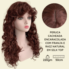 Peruca encaracolada ondulada cacheada com franja orgânica na internet