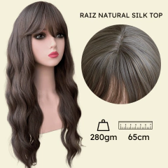 Imagem do Peruca longa ondulada com franja wig fibra premium 65cm