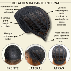 Peruca lisa repicada com franja 45cm orgânica premium na internet