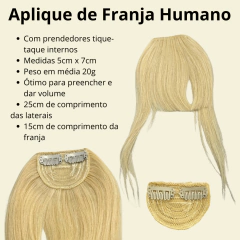 Franja postiça aplique cabelo humano natural topo preto loiro e castanho
