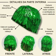 Peruca metalizada festa fantasia carnaval franja colorida