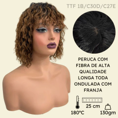 Peruca curta c/ franja loiro mel 25cm ondulada 1B/C30D/C27E - comprar online