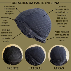 Peruca humana curta preta natural lisa 25cm com franja bob - Perucas & Laces LIONSWIG
