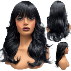 Peruca ondulada com franja orgânica baby liss fibra premium - comprar online