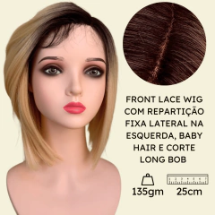 Peruca Front Lace Wig Long Bob Orgânica Curta Bio Fibra