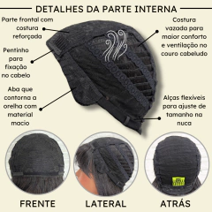 Peruca com franja repicada 55cm média orgânica premium - Perucas & Laces LIONSWIG