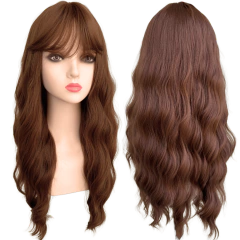 Peruca longa ondulada com franja wig fibra premium 65cm - Perucas & Laces LIONSWIG