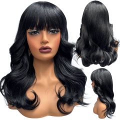 Peruca ondulada com franja orgânica baby liss fibra premium - loja online