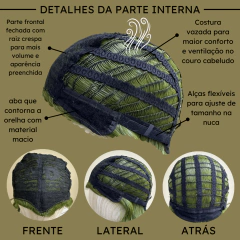 Peruca coringa verde elfo cacheada ondulada cosplay 40cm