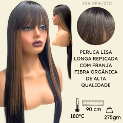 Imagem do Peruca lisa com franja longa 90cm repicada orgânica premium