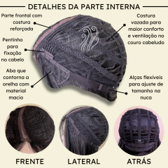 Peruca Front Lace Wig Long Bob Orgânica Curta Bio Fibra - comprar online