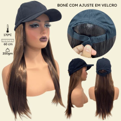 Peruca disfarce embutida em boné lisa longa prático cosplay na internet