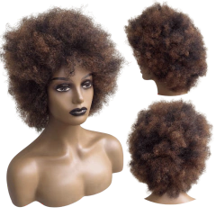 Peruca Humana Black Power Crespa Cacheada Volumosa loira mel