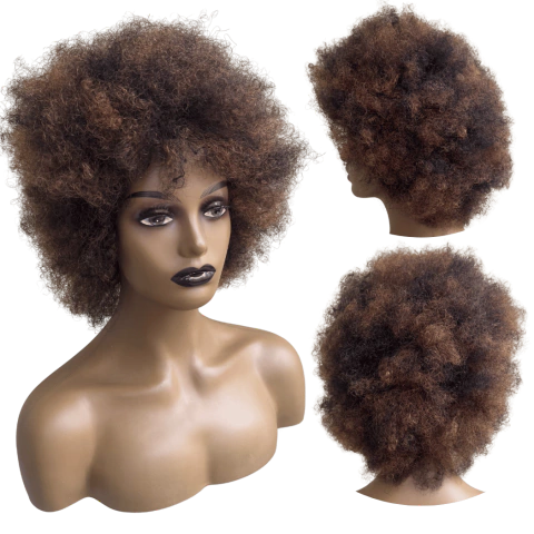 Peruca Humana Black Power Crespa Cacheada Volumosa loira mel