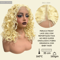 Peruca Cacheada Loira Front Lace 13x1 HD média orgânica na internet