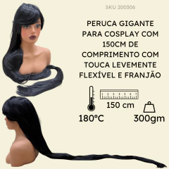 Peruca Preta Gigante 150cm Cosplay Otome 1 Metro e Meio - comprar online