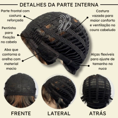 Peruca curta com franja unissex orgânica lisa repicada - comprar online