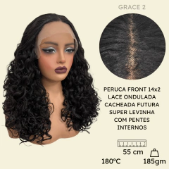 Imagem do Peruca cacheada front lace 55cm ondulada repartida futura