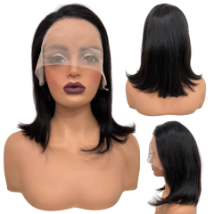 Front lace humana peruca curta bob 35cm preta natural ronnie