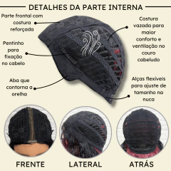 Peruca Lace Mini Cacheada Ondulada Preta Vermelha Marsala na internet