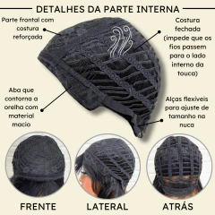 Peruca curta média c/ franja orgânica 30cm ondulada cores - Perucas & Laces LIONSWIG