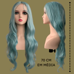 Imagem do Peruca Mini Lace Meio Lisa Ondulada Futura Azul Claro Bebê