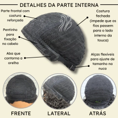 Peruca cacheada curta 30cm orgânico premium confortável - Perucas & Laces LIONSWIG