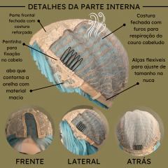 Peruca Mini Lace Meio Lisa Ondulada Futura Azul Claro Bebê