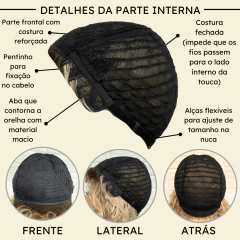 Peruca curta cacheada com franja 25cm ondulada orgânica - Perucas & Laces LIONSWIG