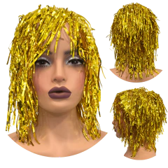 Peruca metalizada festa fantasia carnaval franja colorida - comprar online