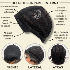 Imagem do Peruca curta com franja unissex orgânica lisa repicada