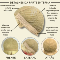 Peruca curta c/ franja ondulada ombre orgânica premium 25cm - Perucas & Laces LIONSWIG