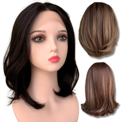 Peruca front lace média curta orgânica futura super natural HD