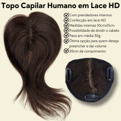 Prótese capilar humana HD Lace topo com tic-tac prendedores