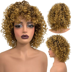 Peruca Cacheada Loira com Mechas Curta Média Black Power