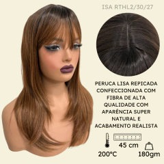 Peruca lisa repicada com franja 45cm orgânica premium - comprar online