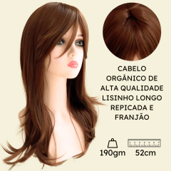 Peruca ruiva repicada franjão lisa ondulada media 52cm - comprar online