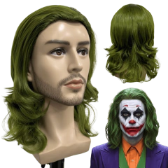 Peruca coringa verde elfo cacheada ondulada cosplay 40cm