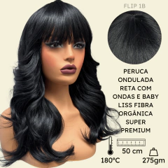 Peruca ondulada com franja orgânica baby liss fibra premium na internet