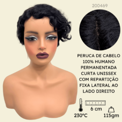 Peruca humana curta lace preta pixie cacheada encaracolada - comprar online
