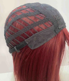 Peruca marsala lisa curta com franja orgânica 32cm long bob na internet